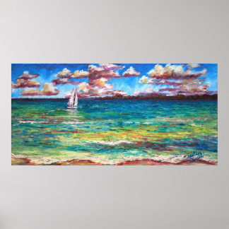 Poster Bateau Sur La Mer Jamaïcaine