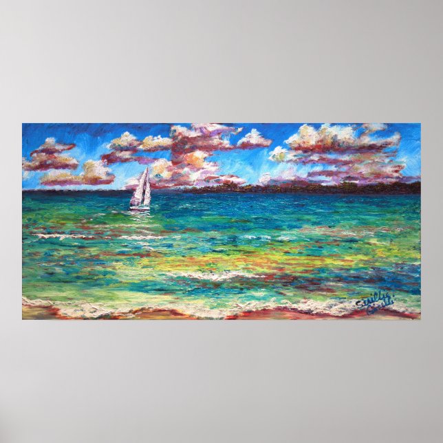 Poster Bateau Sur La Mer Jamaïcaine (Devant)