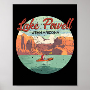 Poster Bateau sur le lac Powell Utah Arizona Voyage Vinta