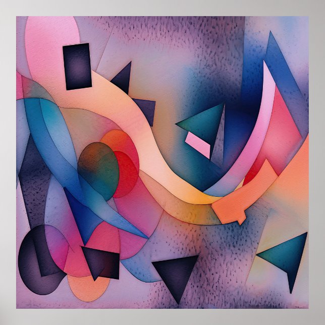 Poster "Bateau sur l'eau" Art Abstrait contemporain (Devant)