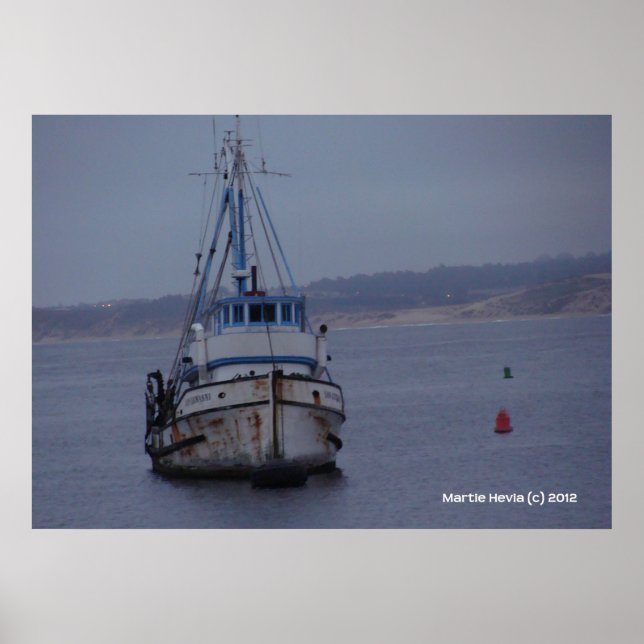 Poster Bateau sur Monterey Bay (Devant)