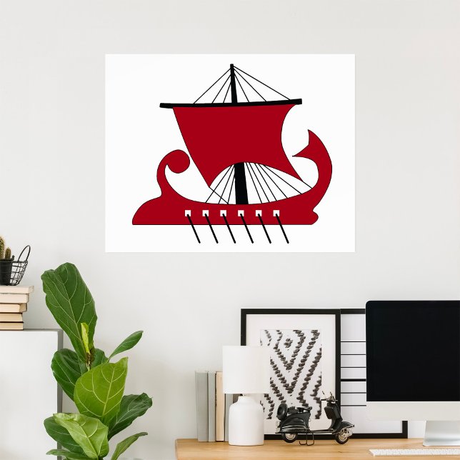 Poster Bateau Viking Longship Silhouette Drakkar (Créateur téléchargé)