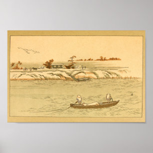 Poster Bateau vintage japonais d'art mural