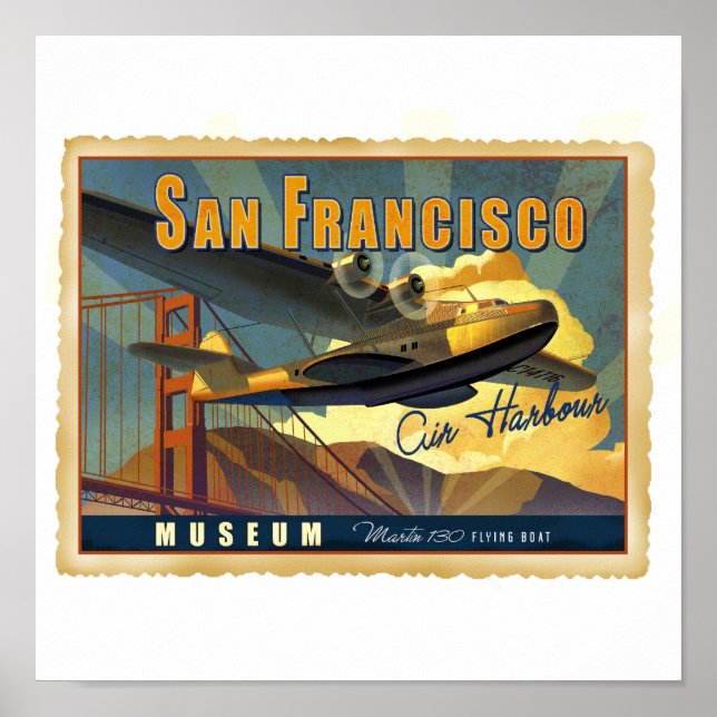 Poster Bateau volant Martin 130 (Devant)