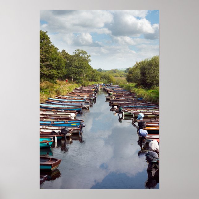 Poster bateaux à rames amarrés au château ross à killarne (Devant)