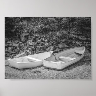 Poster Bateaux à roues Bateaux en bois Noir et blanc