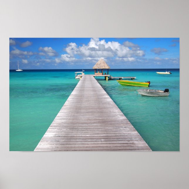 Poster Bateaux à une jetée dans le Pacifique (Devant)