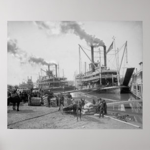 Poster Bateaux à vapeur à Vicksburg, 1910. Photo vintage