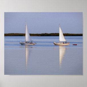 Poster Bateaux à voile jumeaux Matin Vente 8x10