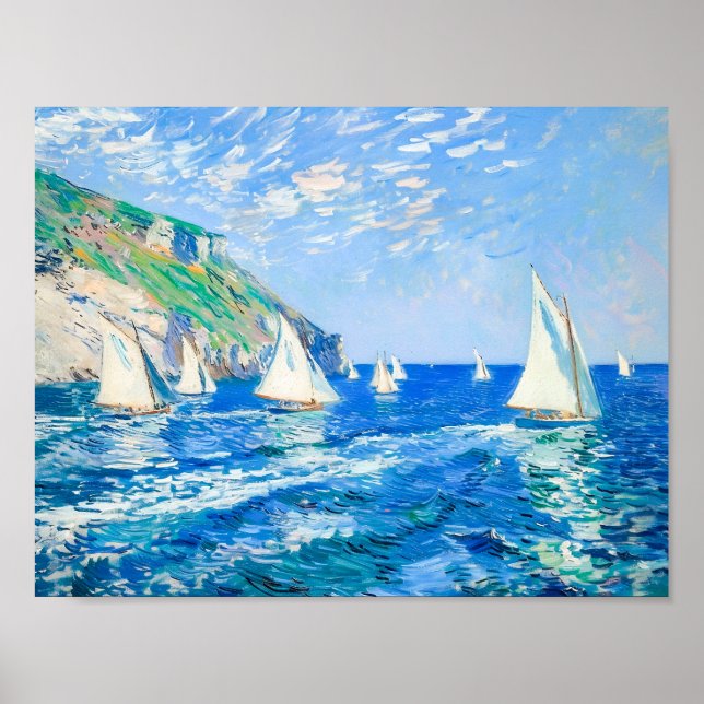 Poster Bateaux à voile sur Eaux Calmes - Peinture impress (Devant)