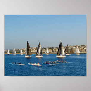 Poster Bateaux À Voiliers Sur La Manche. Marina Del Rey, 