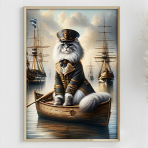 Poster Bateaux de guerre du capitaine de chat Steampunk R