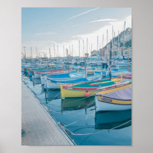 Poster Bateaux de pêche à Nice, Côte d'Azur