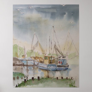 Poster Bateaux de pêche à Rye Harbour East Sussex Anglete
