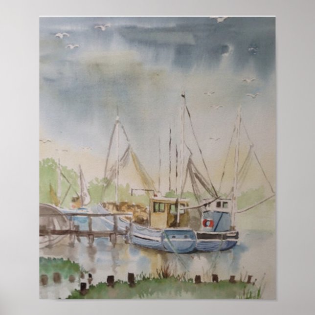 Poster Bateaux De Pêche Dans Rye Harbour East Sussex Engl (Devant)