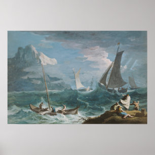 Poster Bateaux de pêche dans une tempête