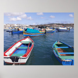 Poster Bateaux de pêche maltais au port de Marsaxlokk
