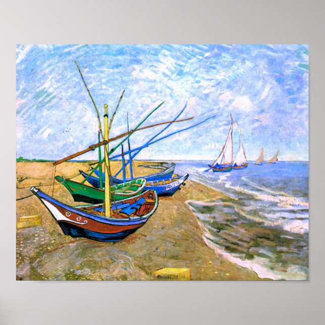 Poster Bateaux De Pêche Plage Saintes-Maries Van Gogh Fin (Devant)