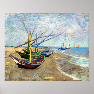 Poster Bateaux de pêche sur la plage de Saintes-Maries - 