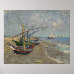 Poster Bateaux de pêche sur la plage des Saintes-Maries