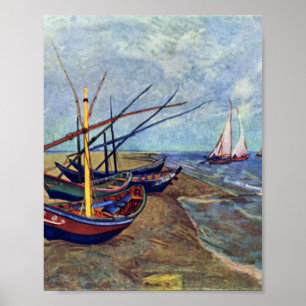 Poster Bateaux de pêche sur la plage par Vincent van Gogh