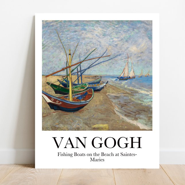 Poster Bateaux de pêche sur la plage par Vincent van Gogh (Van Gogh's Sun-Kissed Seascape: "Fishing Boats." Vivid colors, museum-quality)
