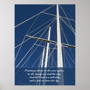 Poster Bateaux de poème de mer et de ciel calant