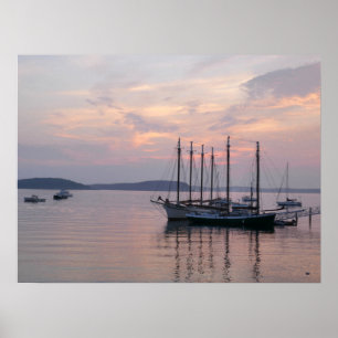Poster Bateaux du port de Bar à Sunrise II