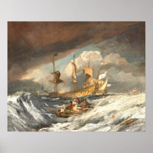 Poster Bateaux effectuant des Ancres William Turner Fine 