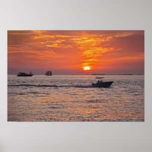 Poster Bateaux, Key West Sunset, Floride