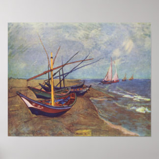 Poster Bateaux peints par Vincent van Gogh Reprint