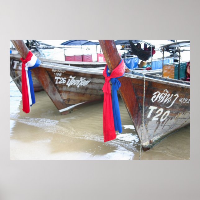 Poster Bateaux Sur La Plage | Iles Phi Phi, Thaïlande (Devant)