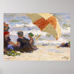 Poster Bathers with Striped Umbrella, 1920 by Potthast