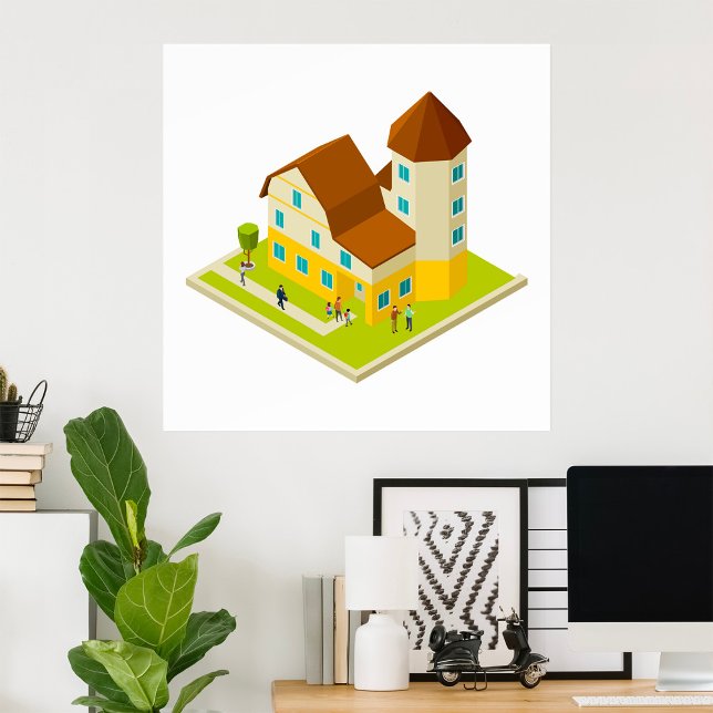 Poster Bâtiment d'appartements isométrique (Créateur téléchargé)