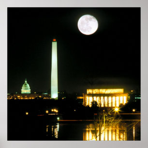 Poster Bâtiment de capitol, le Lincoln Memorial,