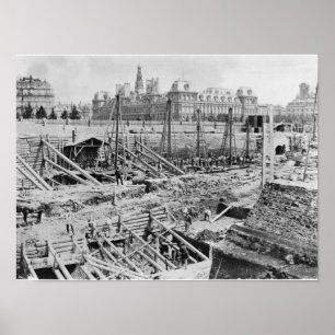 Poster Bâtiment de l'Hôtel-Dieu, Paris, c.1866