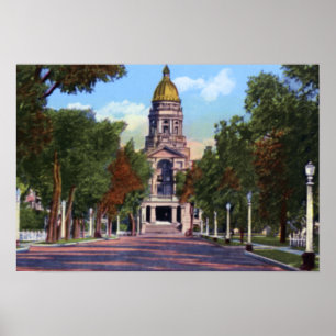 Poster Bâtiment du Capitole de l'État Cheyenne Wyoming