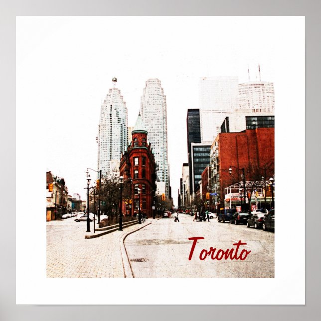 Poster Bâtiment en fer plat de Toronto sur Front street (Devant)