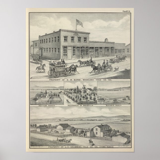 Poster Bâtiment forestier, ferme du comté de Yolo (Devant)