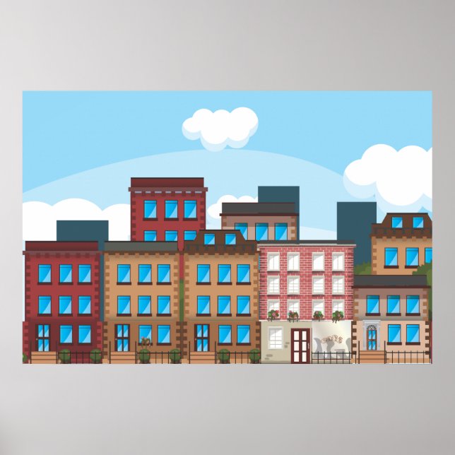 Poster Bâtiments Brownstone (Devant)