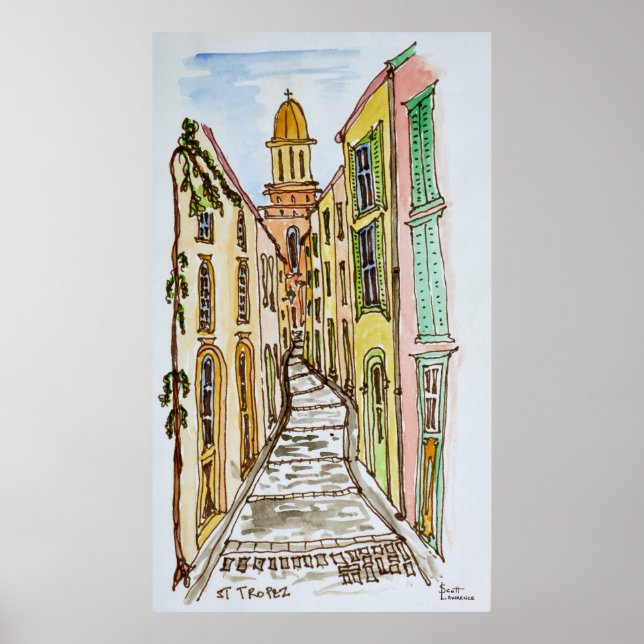 Poster Bâtiments de Saint-Tropez | French Riviera, France (Devant)