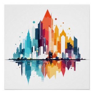 Poster Bâtiments Paysage Gratte-ciel moderne Vie urbaine
