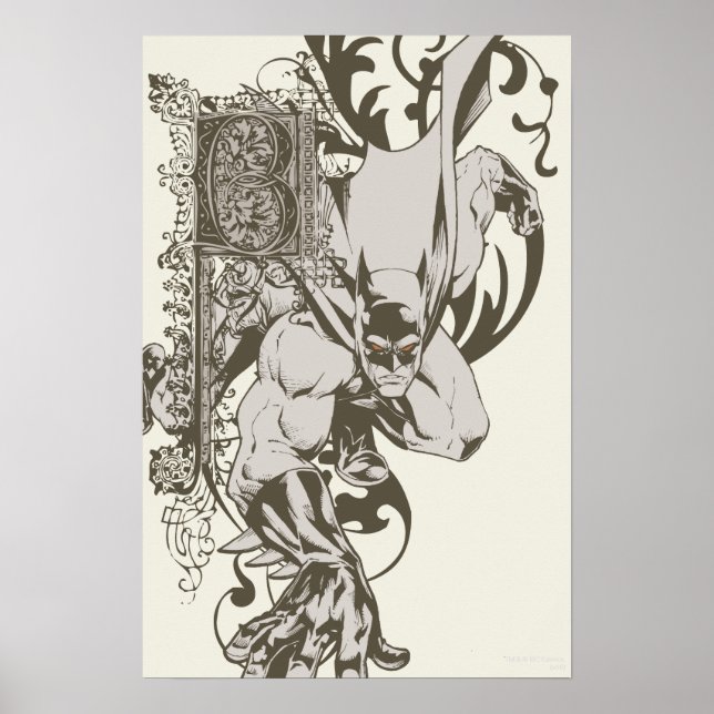 Poster Batman et lettre décorée B (Devant)