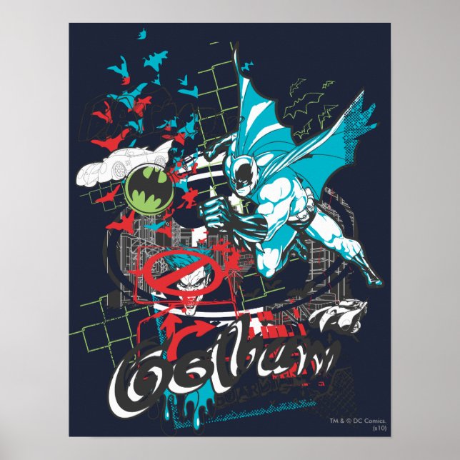 Poster Batman Gotham Guardian Lineart Collage (Devant)
