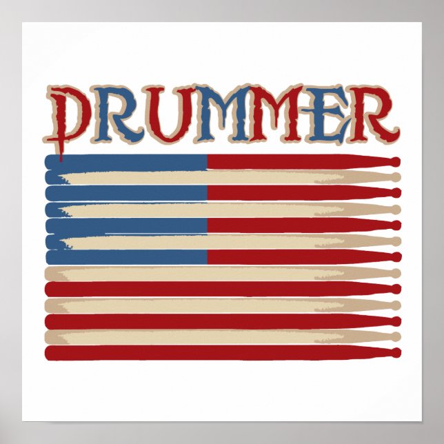 Poster Bâton à tambour USA Drapeau Tee - shirts et cadeau (Devant)