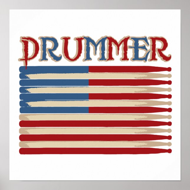 Poster Bâton à tambour USA Drapeau Tee - shirts et cadeau (Devant)