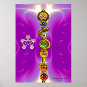 POSTER BÂTON D'ASCLEPIUS 7 CHAKRAS, YOGA, ÉNERGIE SPIRITU