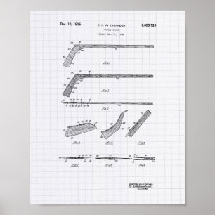 Poster Bâton de hockey 1935 Art breveté - Poivre à lined