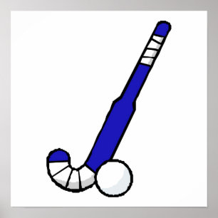 Poster Bâton de hockey bleu de champ