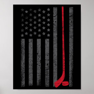 Poster Bâton de hockey sur glace avec drapeau américain P